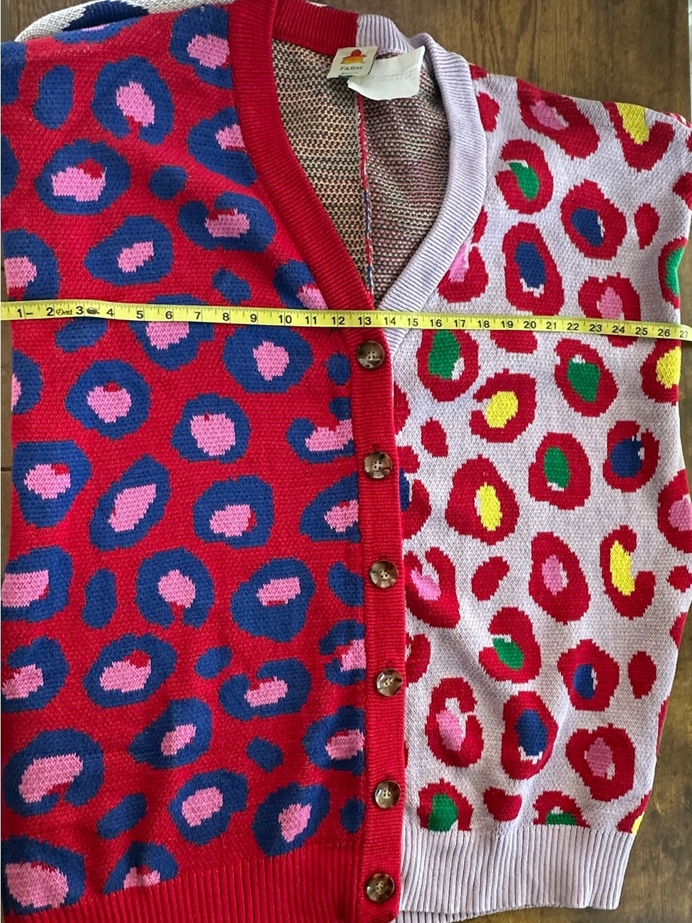 NWT Farm Rio Mixed Leopard Spot Colorblock Knit Cardigan Sweater Size L - Picture 4 of 4